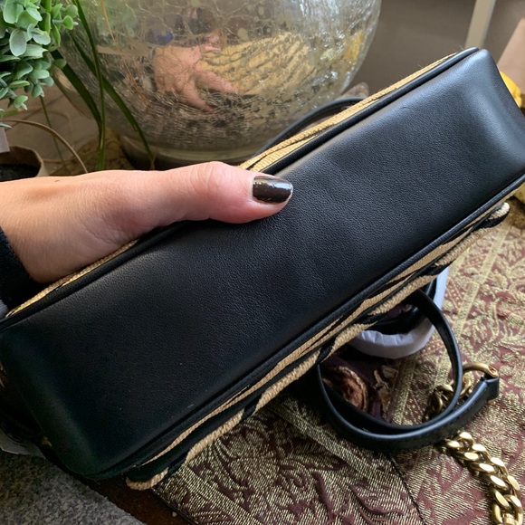 SOLD⛔️Authentic TORY BURCH Leather/quilted straw magnetic flap shoulder/Crosby - Picture 11 of 15